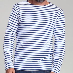 Armor Lux Breton Shirt White with Blue Stripes